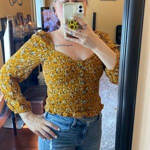 Button down. Mustard crop top. American Eagle. Size M. Like new, worn 1x.